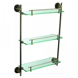 Roman Series Antique Bronze Three Levers Glass Bathroom Shelves