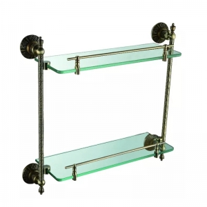 Roman Series Antique Bronze Two Levers Glass Bathroom Shelves